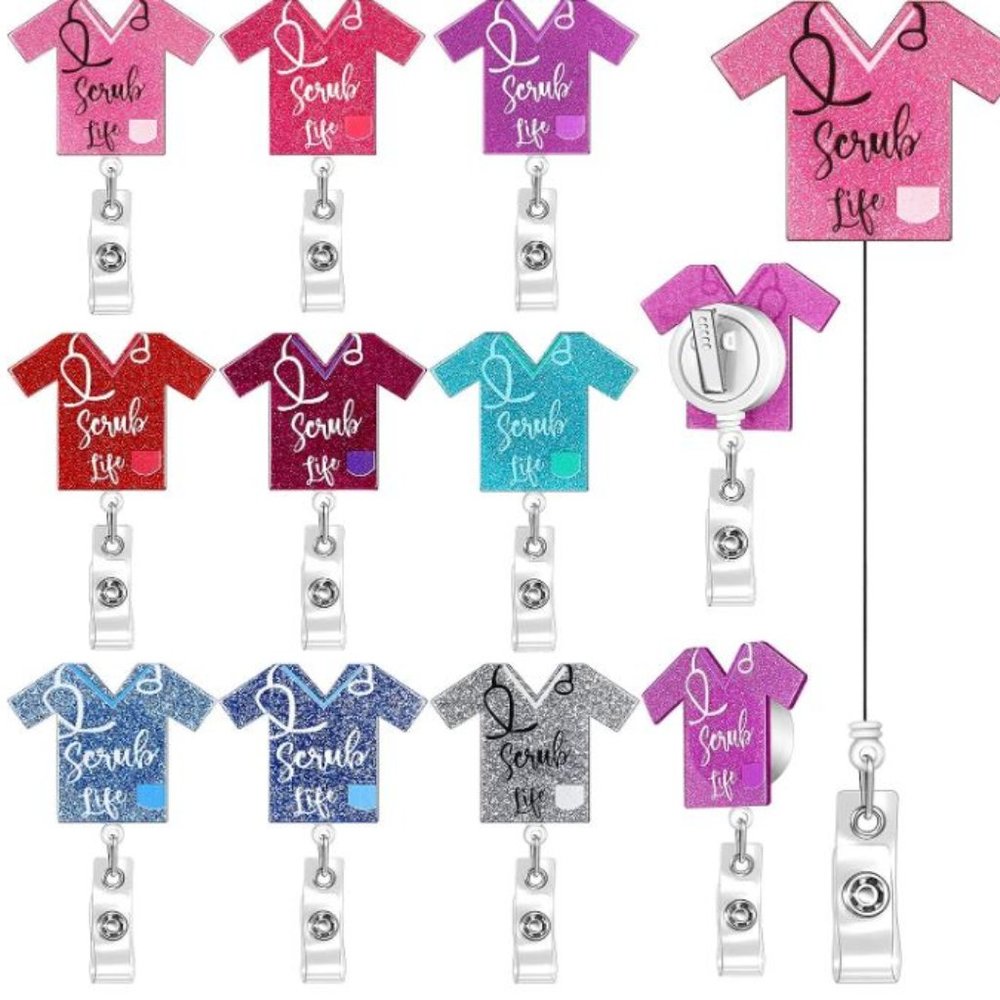 2 FOR $20 Glitter Nurse Retractable Badge Reel ID Holder